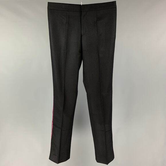 BURBERRY PRORSUM Size 32 Black Wool Tuxedo Dress Pants - Picture 1 of 4